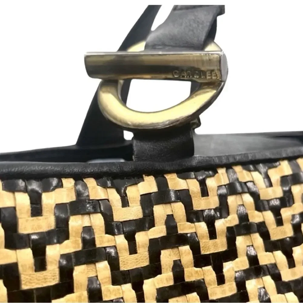 Vintage - Carolee Weave Leather Tote Handbag